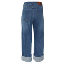 Claire Turn Up Wide Leg Jeans - Mid Wash