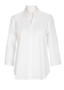 V Neck 3/4 Sleeve Print Blouse - White