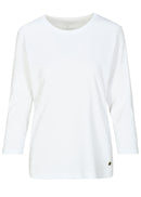 3/4 Sleeve Plain Round Neck T-Shirt - White