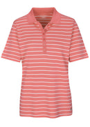 Stripe Short Sleeve Polo Shirt - Coral