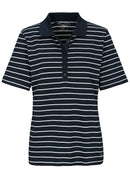 Stripe Short Sleeve Polo Shirt - Marine