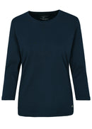 3/4 Sleeve Plain Round Neck T-Shirt - Marine