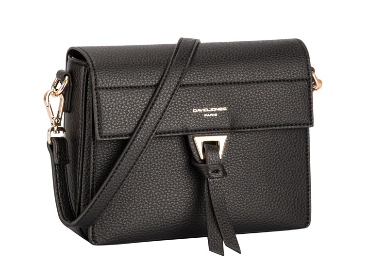 Small Square Half Flap Bag - Black