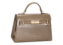 Faux Crocodile Top Handle Bag - Warm Taupe