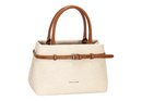Canvas Effect Belt Detail Bag - Beige