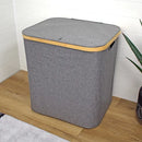 Cotswold Grey & Bamboo Large Laundry Hamper with Lid