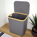 Cotswold Grey & Bamboo Large Laundry Hamper with Lid