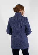 Check Mandarin Coat - Navy