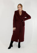 Long Belted Coat - Wine