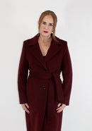 Long Belted Coat - Wine