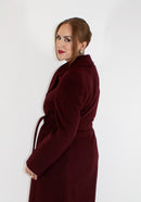 Long Belted Coat - Wine