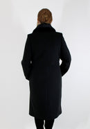 Fur Lapel Coat - Black