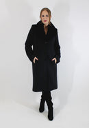 Fur Lapel Coat - Black