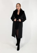 Fur Lapel Coat - Black