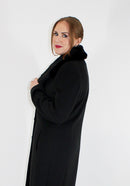 Fur Lapel Coat - Black