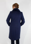 Fur Lapel Coat - Blue