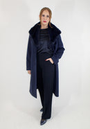 Fur Lapel Coat - Blue