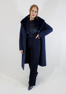Fur Lapel Coat - Blue