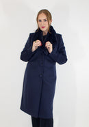 Fur Lapel Coat - Blue