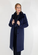 Fur Lapel Coat - Blue