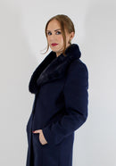 Fur Lapel Coat - Blue