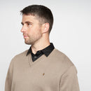 Plain V Neck Jumper - Stone
