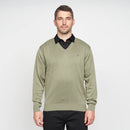 Plain V Neck Jumper - Olive