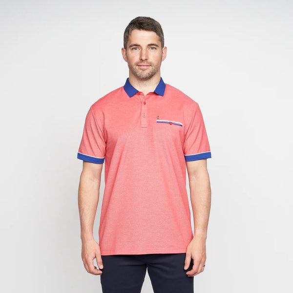 Contrast Collar Polo - Poppy