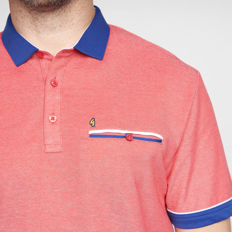 Contrast Collar Polo - Poppy