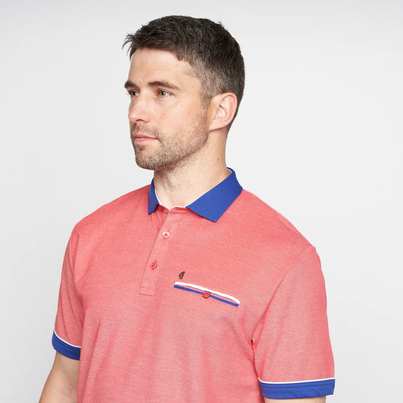 Contrast Collar Polo - Poppy