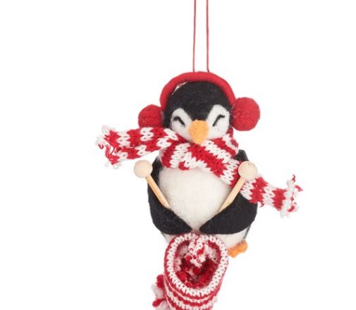 Knitting Penguin Felt Decoration