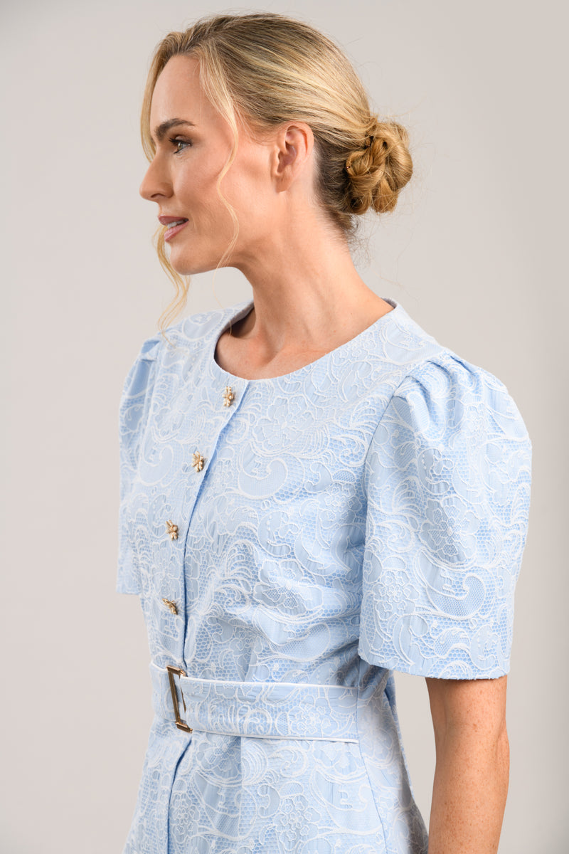 Carrie Dress - Blue Jacquard Carrie Dress - Blue Jacquard