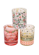 Christmas Set of 3 Glass Tealight Holders