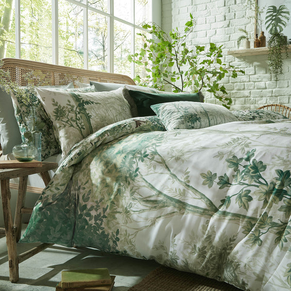 Coppice Forest Duvet Cover Set - Sage Green
