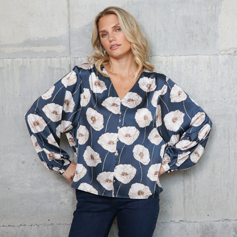 Dana Floral Top - Teal