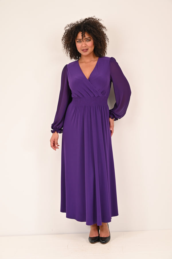 Georgede Long Dress - Purple