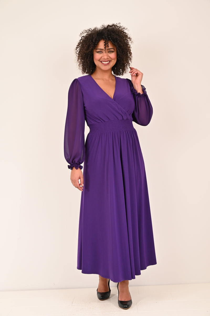 Georgede Long Dress - Purple