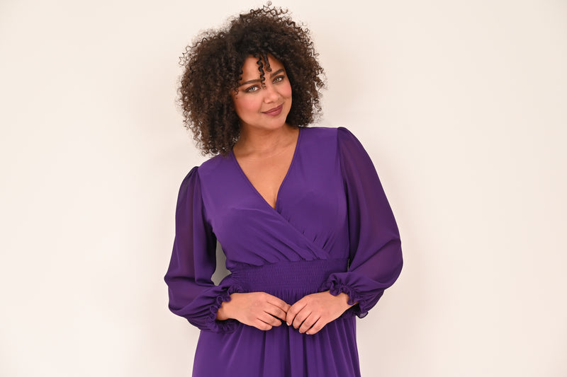Georgede Long Dress - Purple