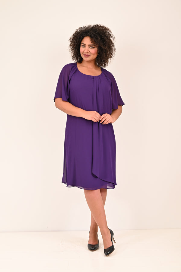 Plain Layered Dress - Purple