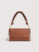 Double Grainy Leather Handbag - Noir/cognac