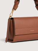 Double Grainy Leather Handbag - Noir/cognac