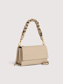 Double Grainy Leather Handbag - Sandshell/seagrass