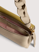Double Grainy Leather Handbag - Sandshell/seagrass