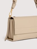 Double Grainy Leather Handbag - Sandshell/seagrass