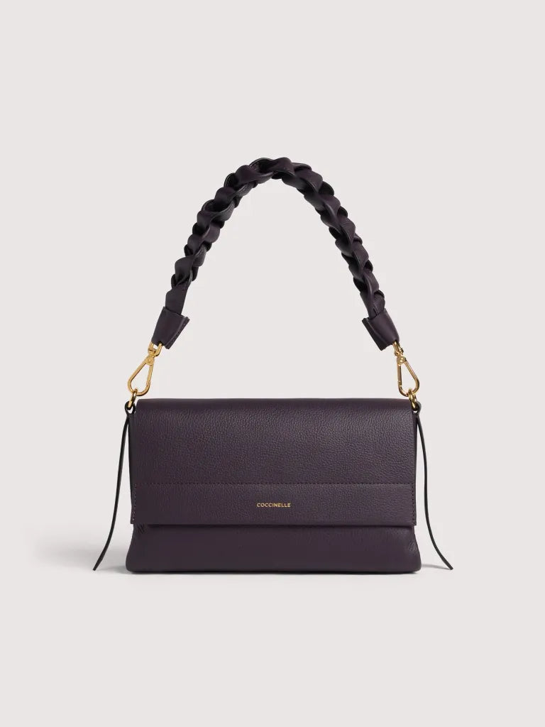 Double Grainy Leather Handbag - Ribes/prune