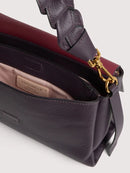 Double Grainy Leather Handbag - Ribes/prune