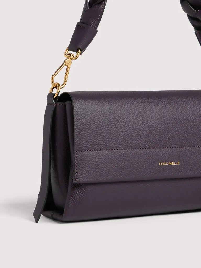 Double Grainy Leather Handbag - Ribes/prune