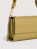 Double Grainy Leather Handbag - Seagrass/sandshell