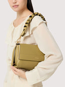 Double Grainy Leather Handbag - Seagrass/sandshell