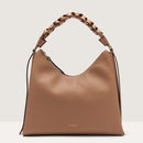 Double Grainy Leather Handbag - Skin/orange